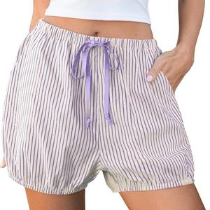 Striped Purple and White Balloon Shorts